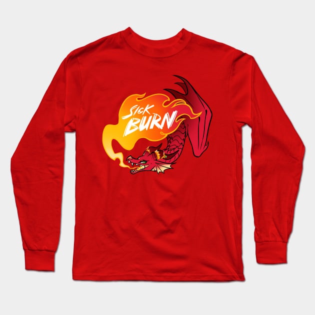 Sick Burn Red Dragon Long Sleeve T-Shirt by Mamath